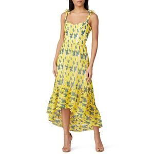 Dress The Population Yellow Printed Crepe Wren Dress Size XL